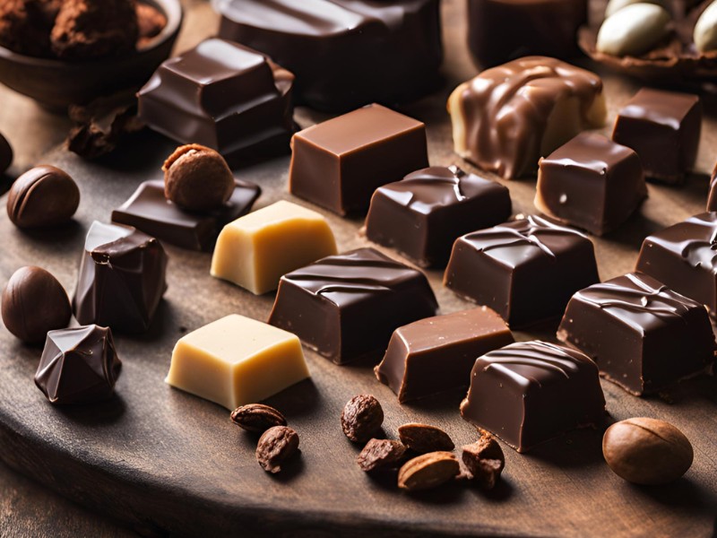 Assortment of keto-friendly chocolates, perfect as a zero-carb snack choice for diabetics.