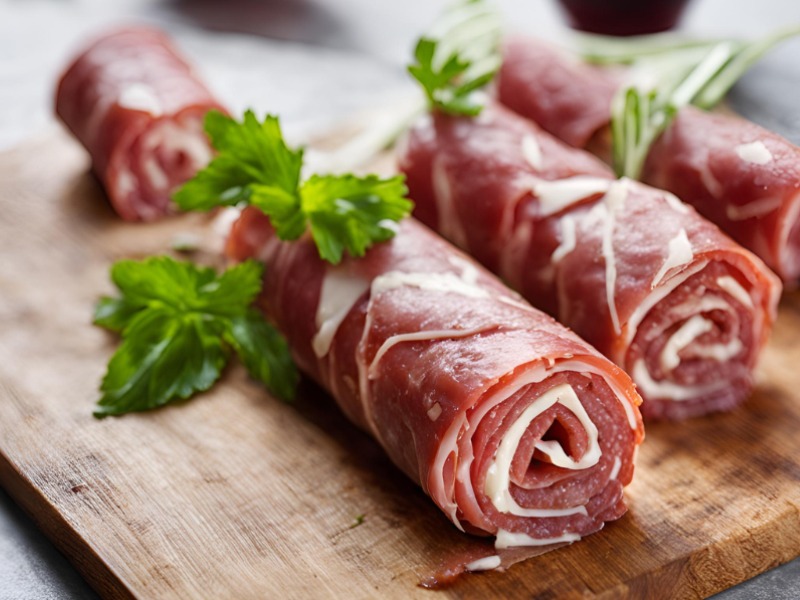 Delicious salami roll-ups filled with cream cheese, perfect for a low-carb, no-carb snack, ideal for healthy eating zero carb diets.