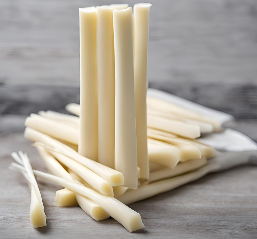 Close up of string cheese for a quick low carb no carb snacks. Rich in protein and perfect for low-carb diets.