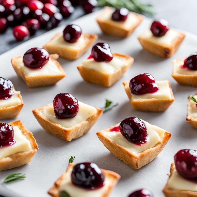 Cranberry-Brie Bites - a festive appetizer for Christmas Day with buttery puff pastry, creamy brie, and tangy cranberry sauce.