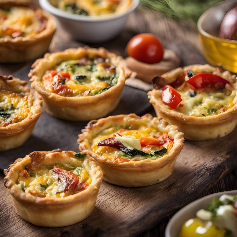 Mini-quiches, perfect appetizer for Christmas Day, with a golden crust and savory fillings.